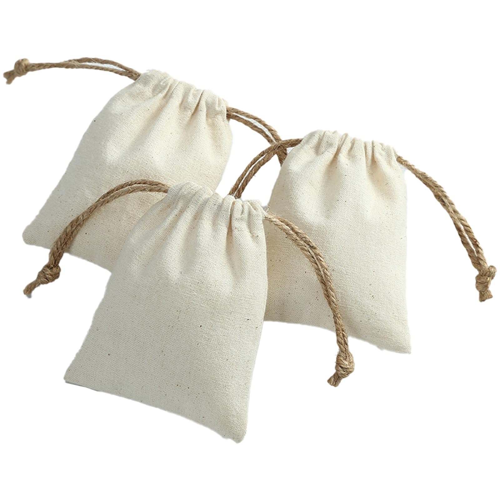 15pcs Cotton Burlap Drawstring Pouches for Jewelry Candy Party Favors