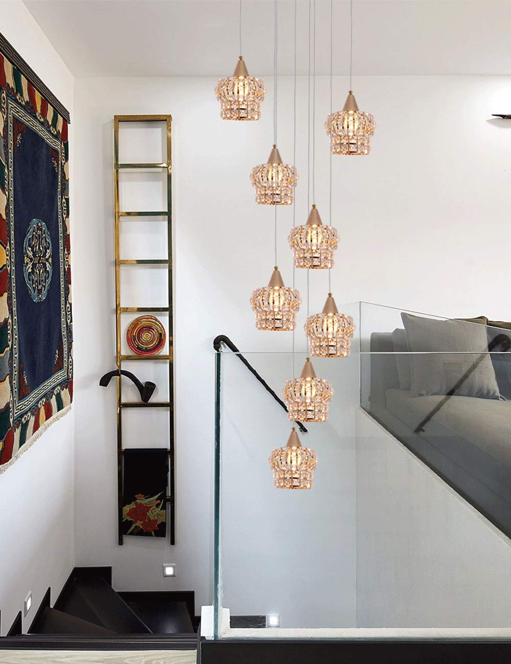 Lustre en cristal de prestige au design suspendu pour grand salon