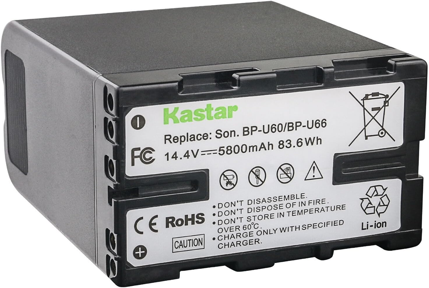 Kastar 1-Pack BP-U60 Battery 14.4V 5800mAh Replacement for Sony PXW-FS7M2K, PXW-FX6, PXW-FX9 XDCAM, PXW-FX9K, PXW-X160, PXW-X180, PXW-X200, PXW-Z450, PXW-Z190, PXW-Z280, PMW-100, PMW-150 Camera