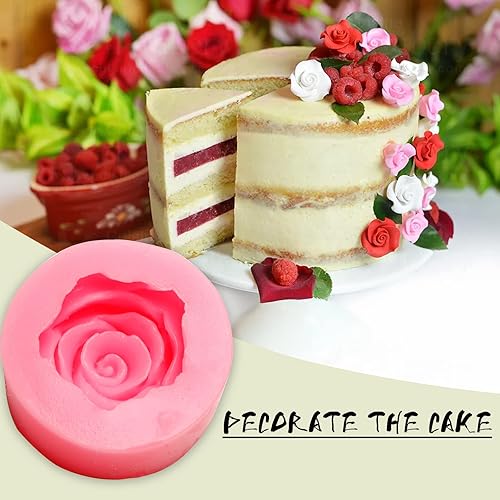 Miniatura 3 de Molde de rosa de silicona para jabón de gelatina 3D para cupcakes, dulces, chocolate, decoración de cupcakes para hornear (1.96 x 1.96 x 0.9