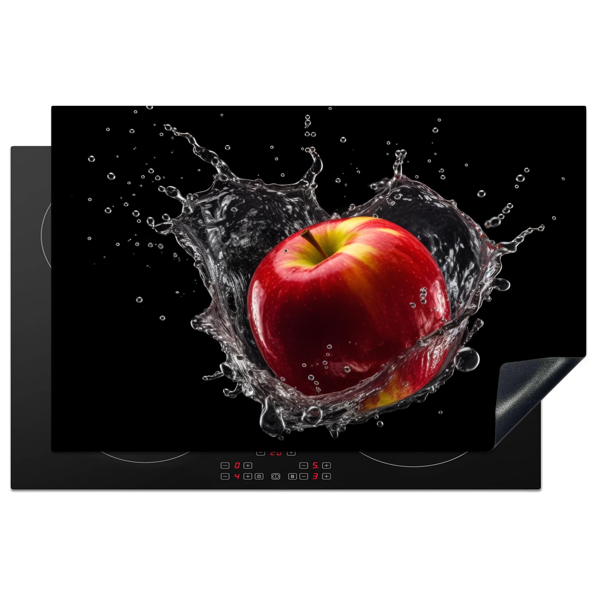 KitchenYeah© Induction Hob Protector Mat 20.5"x31.9" / 81.2x52 cm Cooker Top Protectors Cover Ceramic Covers Electric Hobs Vinyl Apple - Red - Water - Black - Fruit — image 1