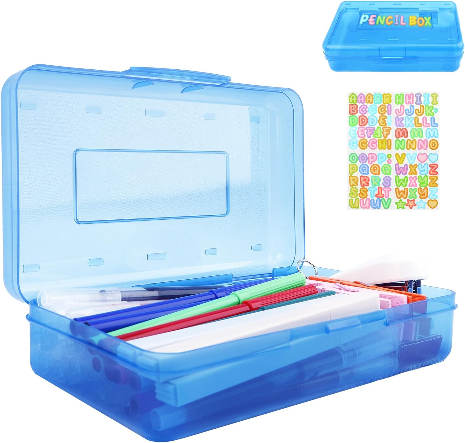 Snapklik.co : Sooez 6 Pack Extra Large Pencil Box, Plastic Hard Pencil Case Crayon Box Bulk - View #14