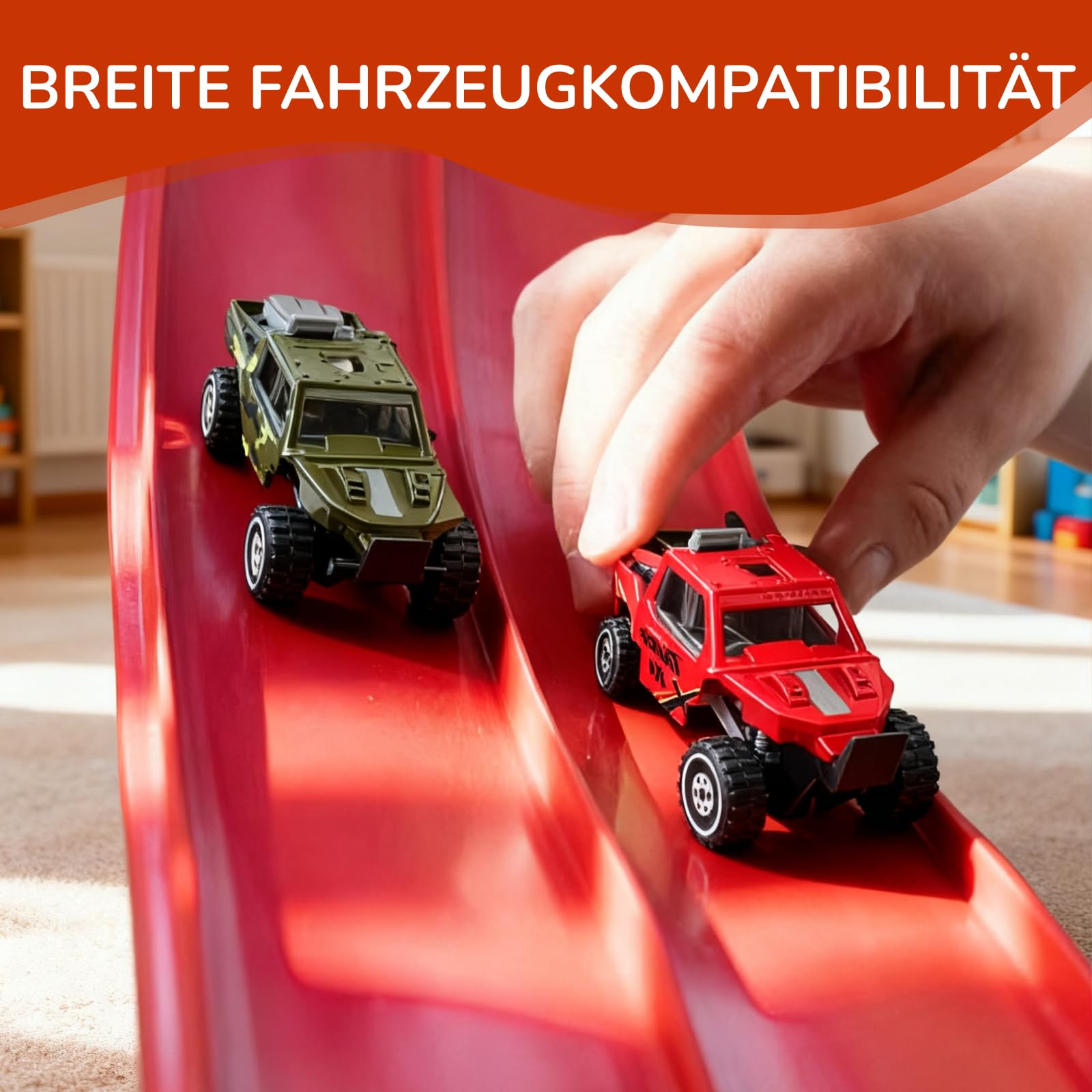 Kosmoflux Car Track Flexible Racing Track with 4 Die-Cast Cars and Portable Storage Bag, Race Car Toy for Loops Jumps, Ramps - Image 4