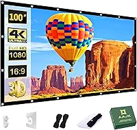 Vista 12 de AAJK Pantalla de Proyector de 120 pulgadas, Pantalla de Proyector Lavable 16:9 Plegable Anti-Arrugas Portátil Pantalla de Películas de Proyector