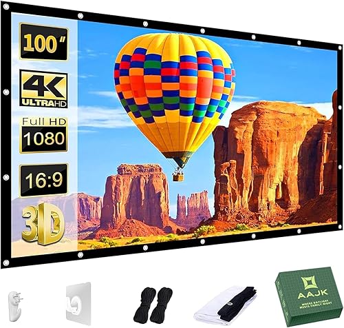 Miniatura 12 de AAJK Pantalla de proyector ALR, pantalla de proyector de películas 4K, proyector portátil plegable HD 16:9, pantalla de películas para cine en casa,