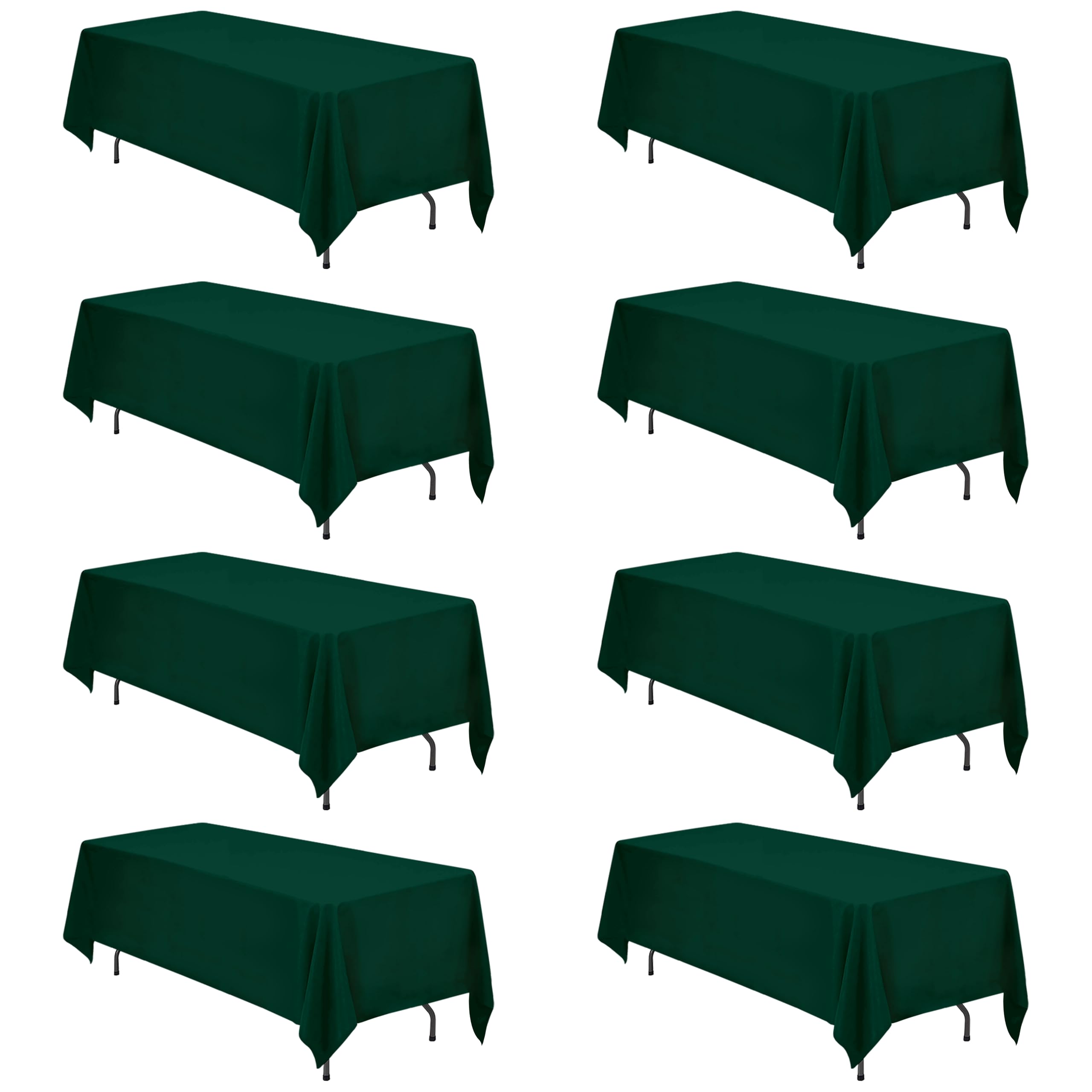BRILLMAX 8 Pack Hunter Green Tablecloth 70x120 in for 6-8ft Rectangle Table