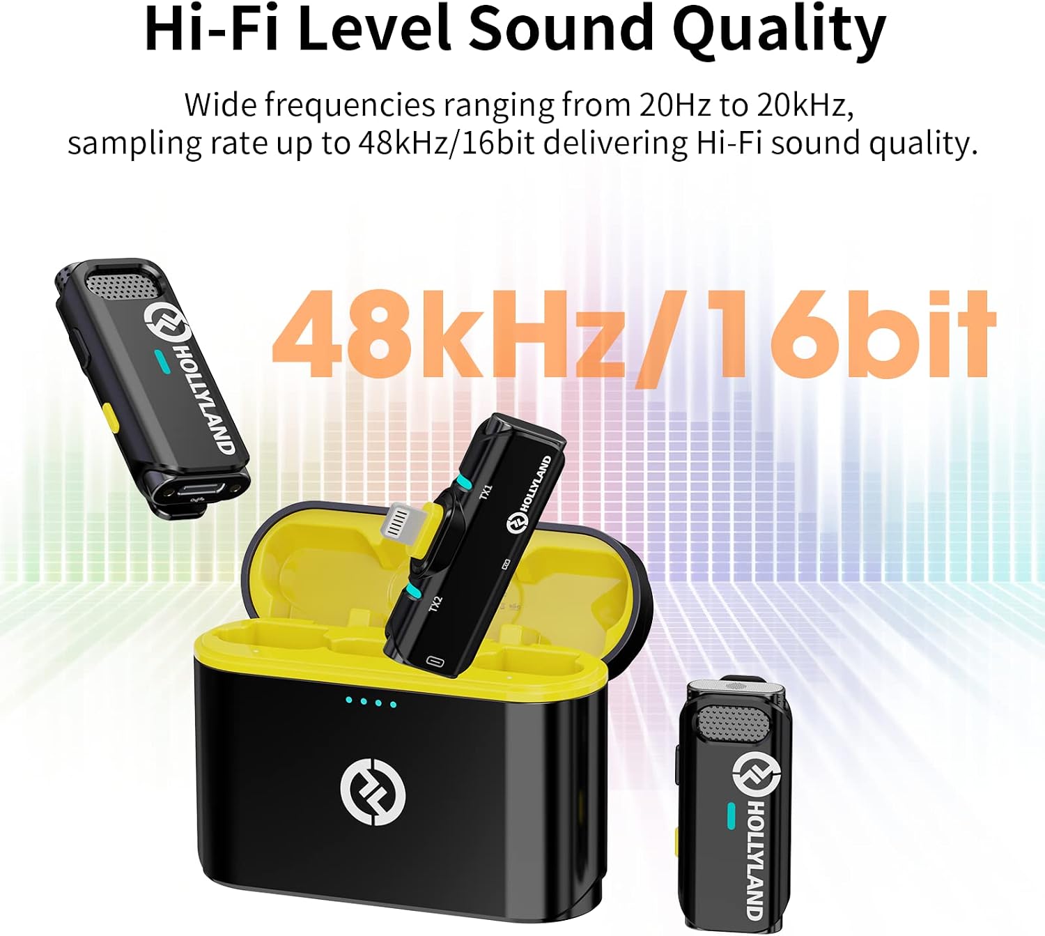 Hollyland Lark C1 Wireless Lavalier Microphone for iPhone, MFi Certified, Plug and Play, Noise Cancelling Lapel Mic with 656ft Transmission, 32H Working Time, Compatible with iPhone, iPad-Black