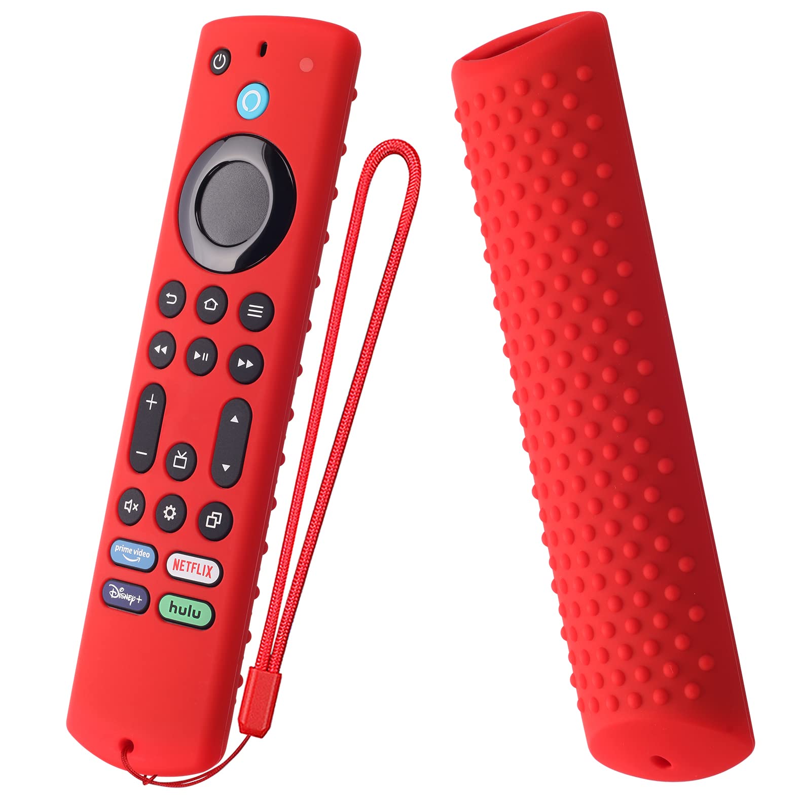 Funda de silicona para NS-RCFNA-21 Insignia/Toshiba Firetv Remote, funda protectora de silicona para TV Omni Series y TV 4 K Remote con cordón (rojo)