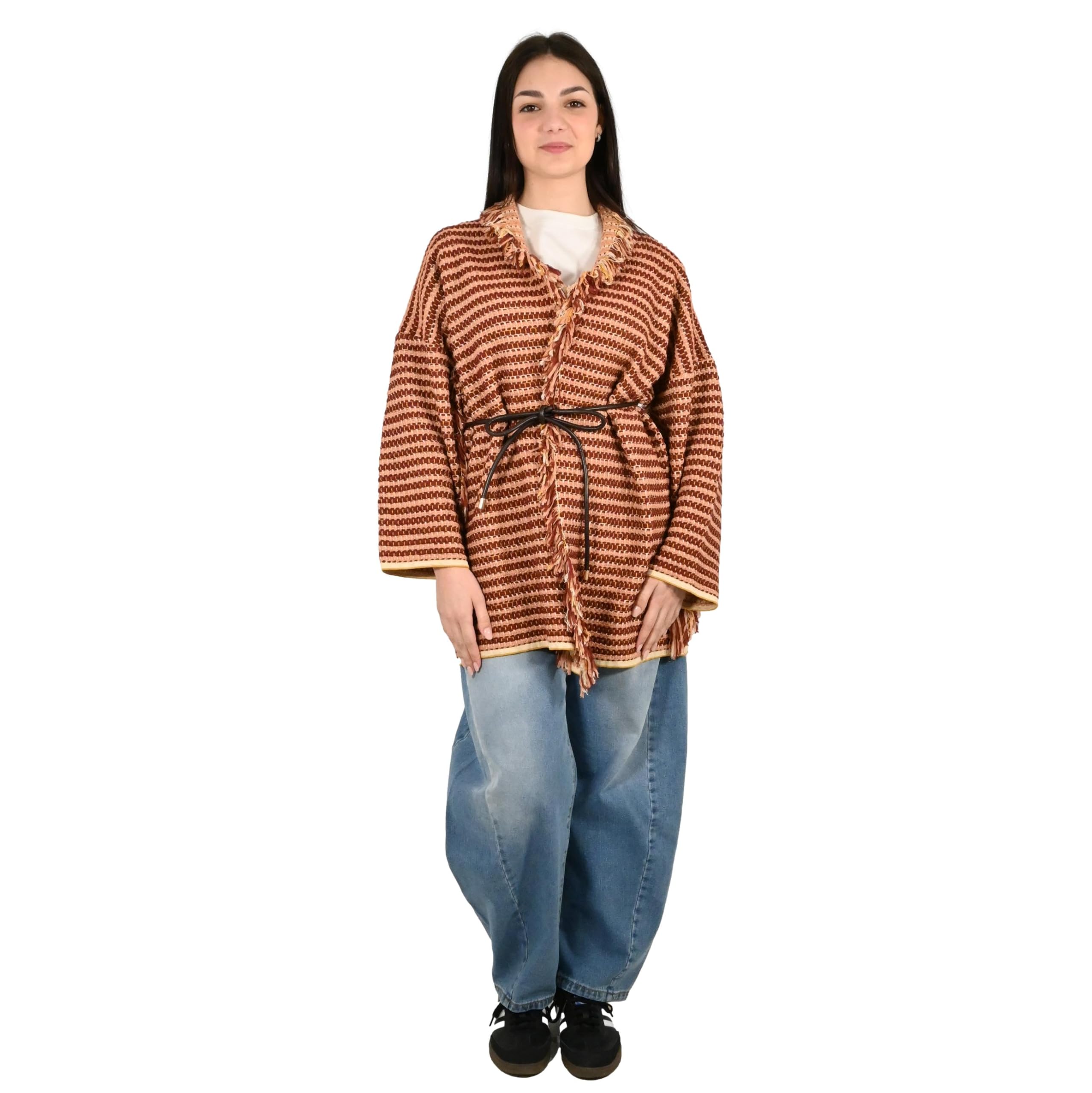 Kontatto maglia donna senape ecru terra nude 3M1581C