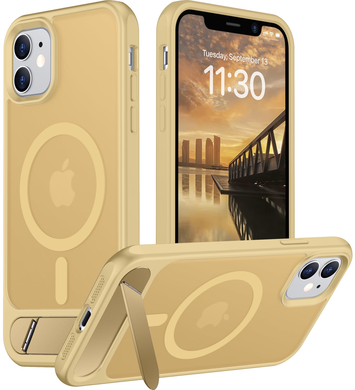 Temdan Magnetic Compatible with iPhone 11 Phone Case, [Built-in Invisible Kickstand][Compatible with MagSafe] [Military Grade Shockproof] Slim Translucent Matte Phone Case for iPhone 11 6.1"