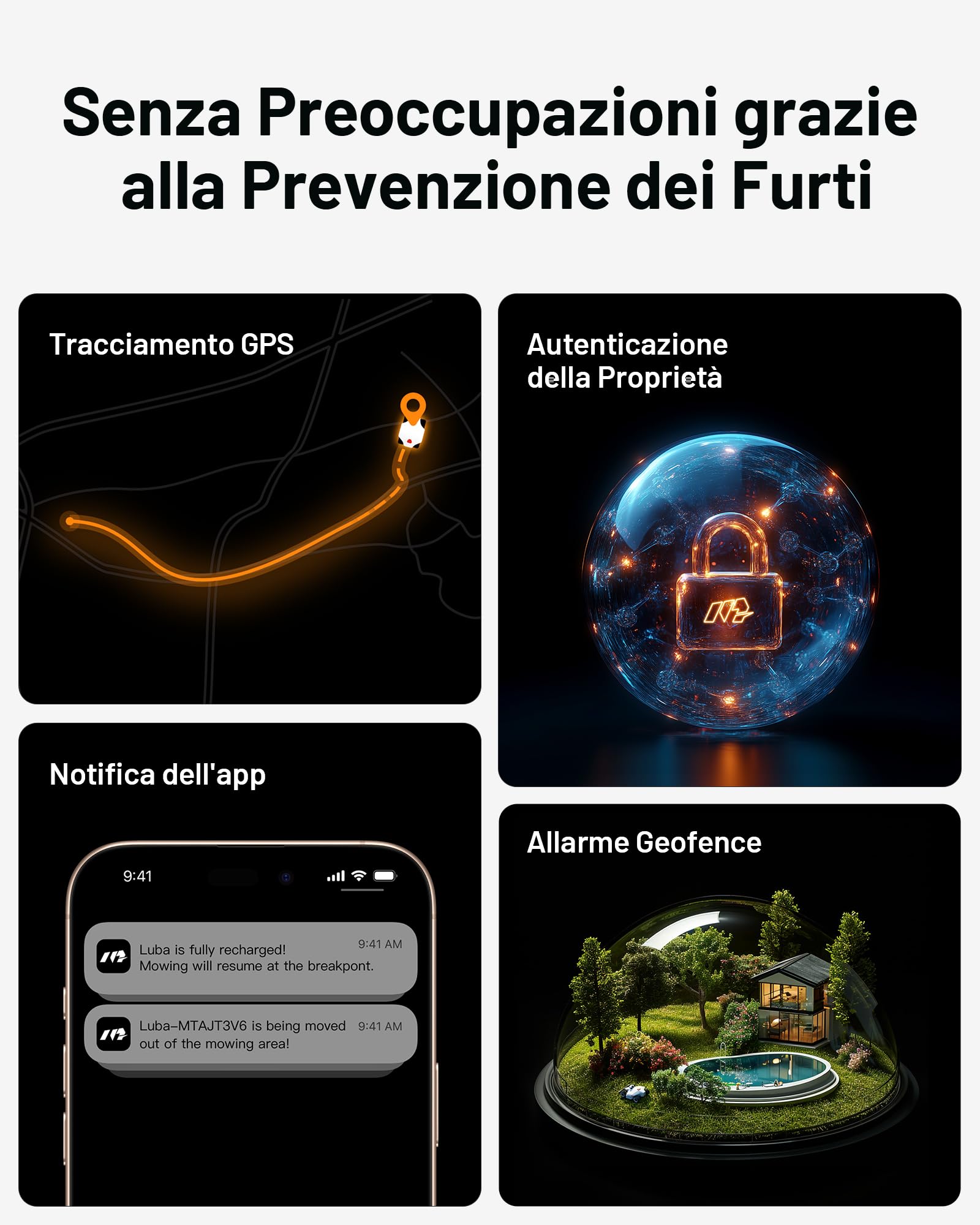 MAMMOTION LUBA 2 AWD 5000X Robot Tagliaerba Senza Fili Perimetrali, Consigliato 5000m², Max. 6000m², Mappatura Automatica UltraSense AI Vision, 80% di pendenza, Altezza di Taglio 25-70mm