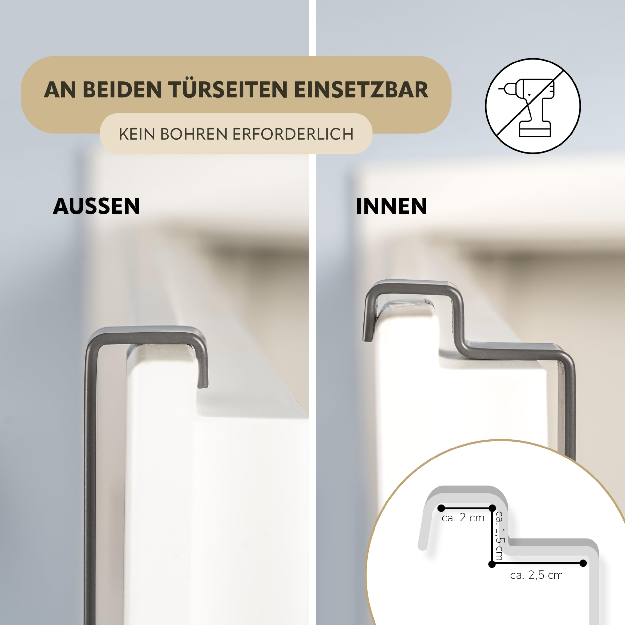 étagère Porte Salle De Bain Porte-serviettes De Porte Eluno - 3 Barres 4 Crochets - Bambou Et Métal Rangement Porte Serviettes