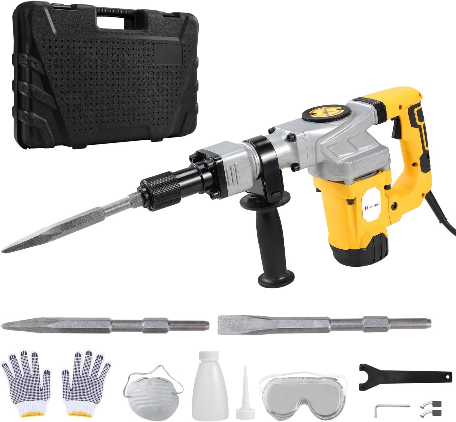 1300W Electric Demolition Jack Hammer,4200BPM Concrete Drill Breaker Kit Jackhammer