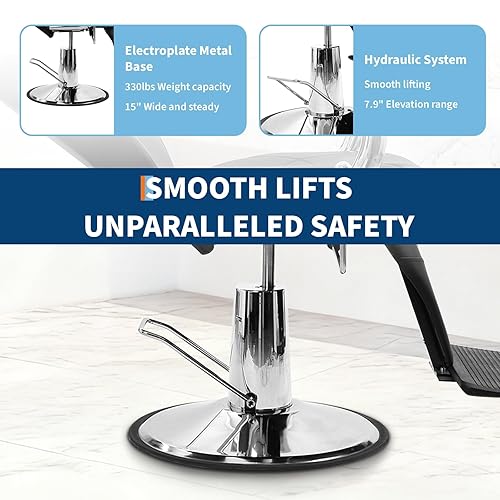 Miniatura 5 de Garvee Silla de salón para estilista, silla reclinable giratoria de 360 con reposacabezas ajustable, bomba hidráulica resistente, silla de