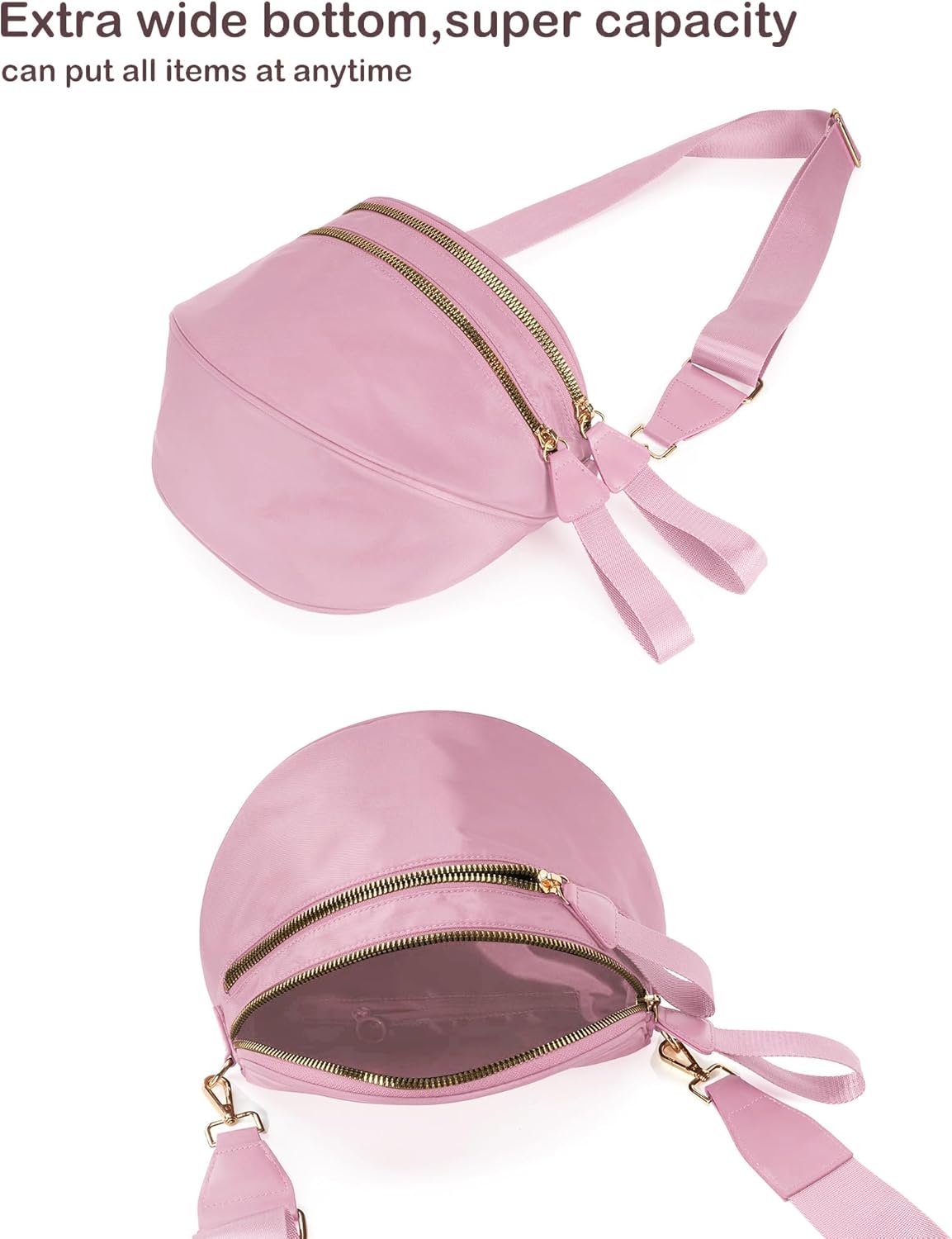 FEIBOON Spacious Nylon Crossbody Bag Bum Bag Handbags Wallets Purses Trendy Shoulder Bag for Women