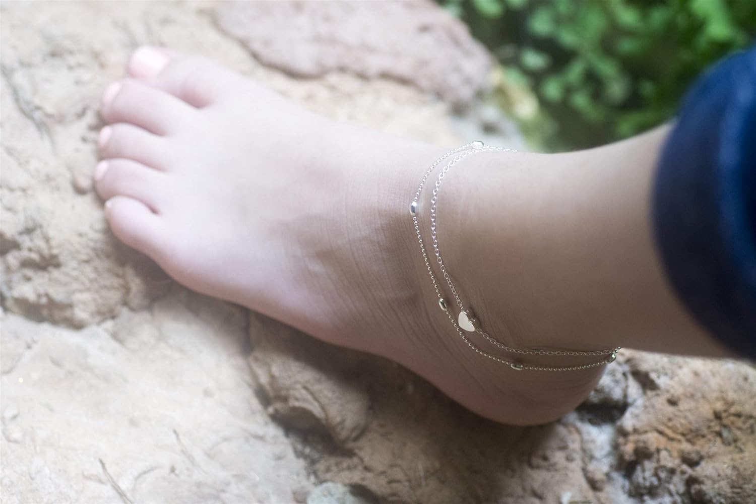 Ankle Bracelet, Adjustable Double-Chain Layered Beaded Heart Charm Anklet for Women, Cute Love Summer Beach Leg Foot Jewelry, Boho Mom Friend Daughter Girlfriend Gift by HeartAttackOM - Image 7