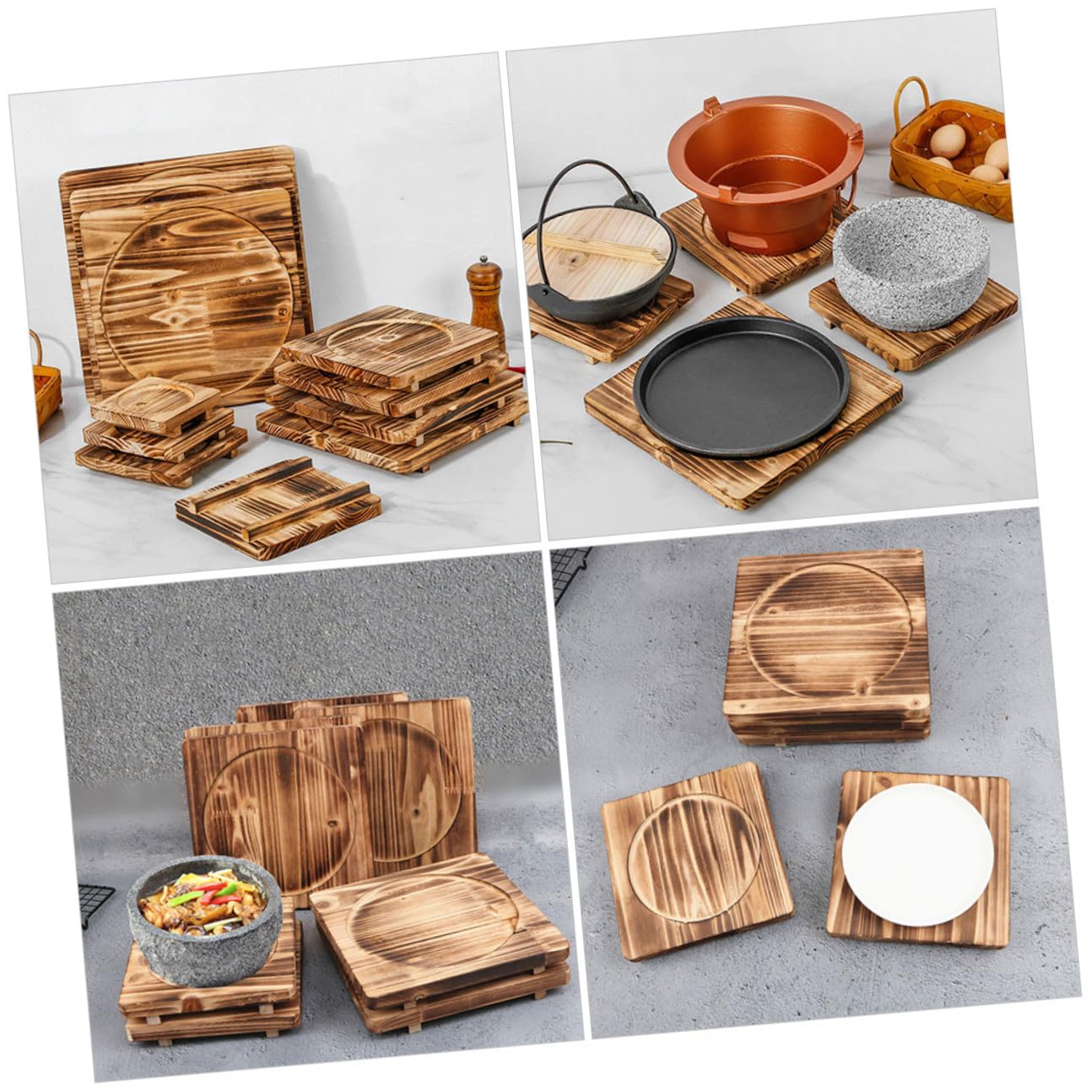 NUOBESTY Almohadilla Aislante de Madera Maciza para Cacerolas Base de Madera Resistente al Calor Accesorio de Cocina para Proteger Superficies Cocción