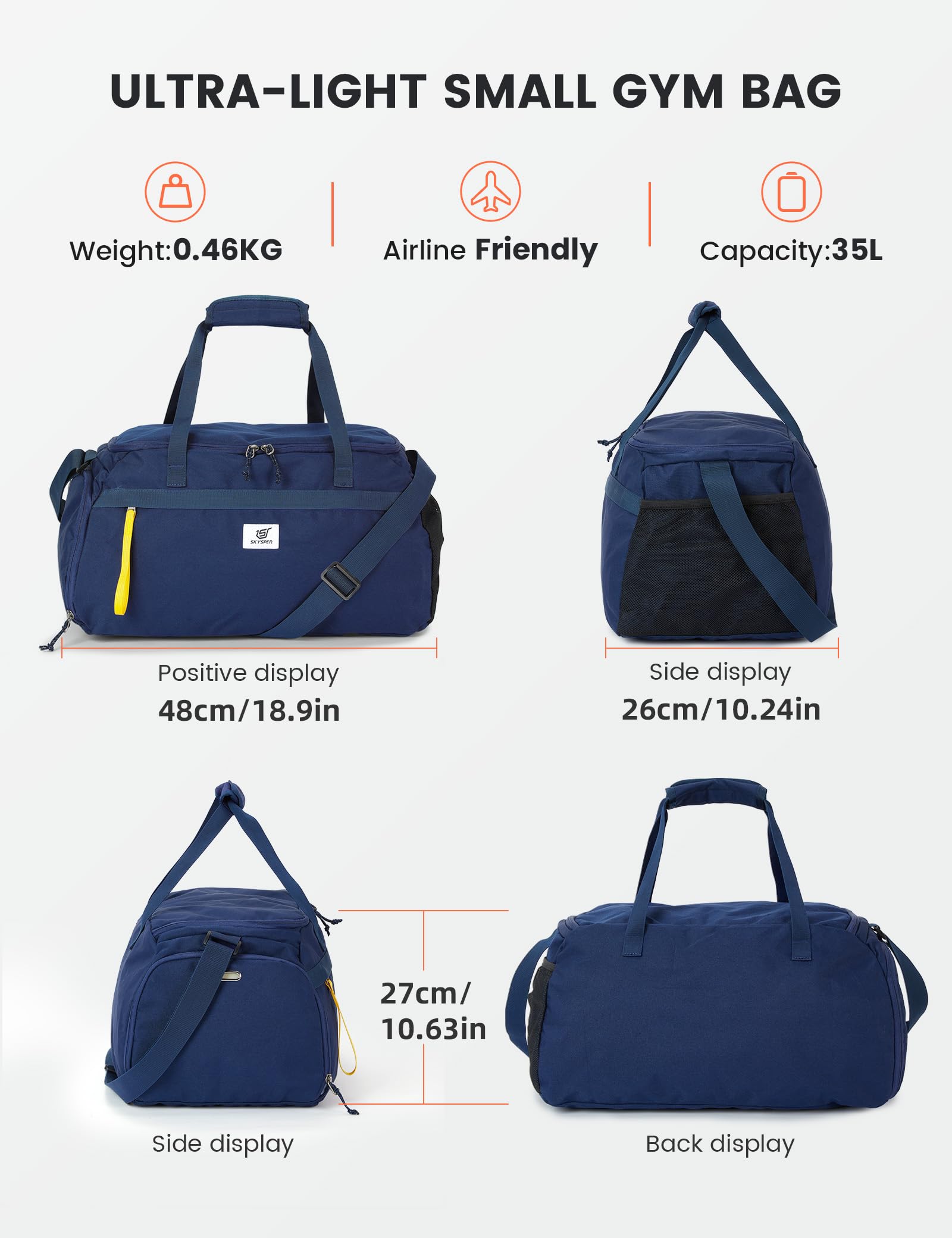 SKYSPER 35L Sac de Sport avec Compartiment à Chaussures et Compartiment Humide