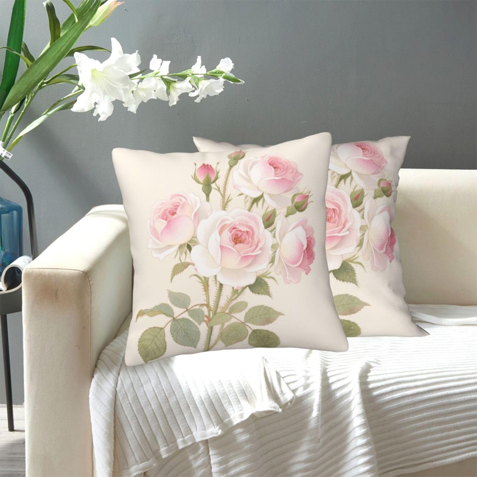 FekiLoot Decorative Throw Pillow Covers Modern Farmhouse Pillowcase Double Sided Cozy Cushion Cover for Sofa Couch Bed 18"X18" Flower
