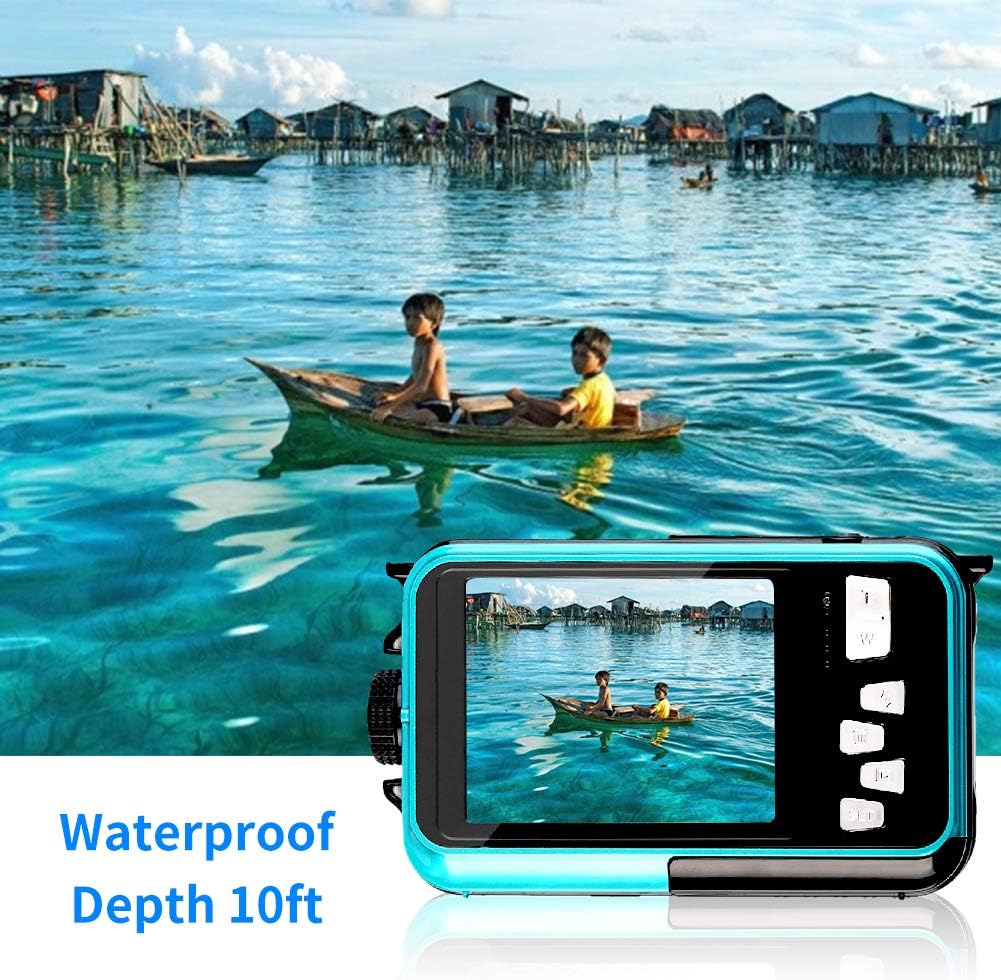 Underwater Camera 24.0MP Waterproof Digital Camera Full HD 1080p Selfie Dual Screen Video Recorder Point and Shoot Digital Camera Waterproof Camera for Snorkeling