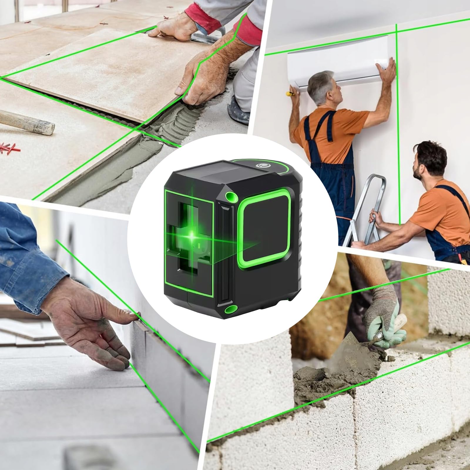 Laser a linee incrociate con treppiede, livella laser a croce verde, laser a 360°, autolivellante, con treppiedi da 1 m, laser a croce da 30 m, per interni ed esterni, cantieri fai da te