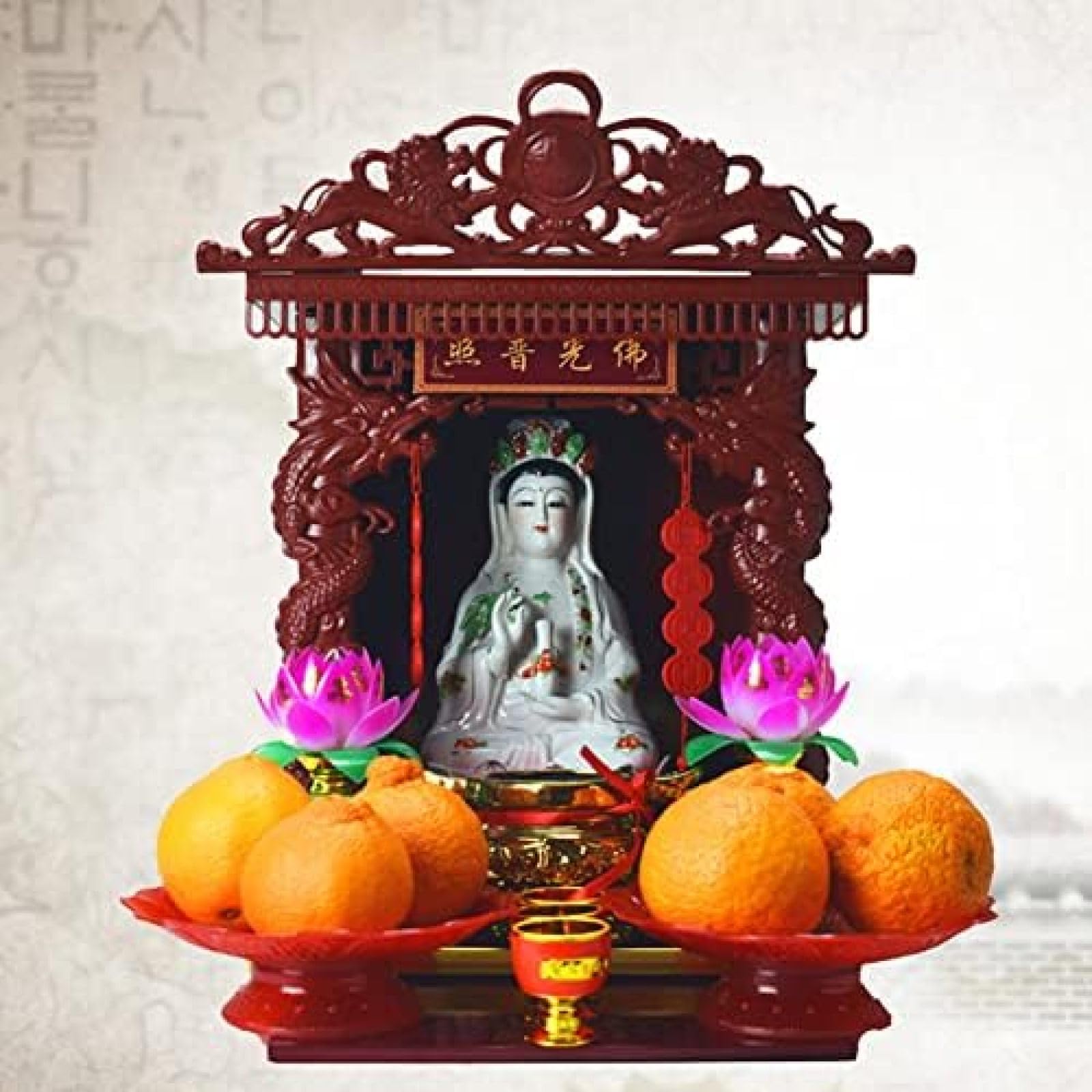 Mini-buddhistischer Altar, Lucky Fortune Buddha-Altarschrank, Miniaturtisch Für Buddha-Statuenständer, Anbetungssockel, Geeignet Für Die Platzierung Ihrer Spirituellen Dekoration, Aufbewahrung Von