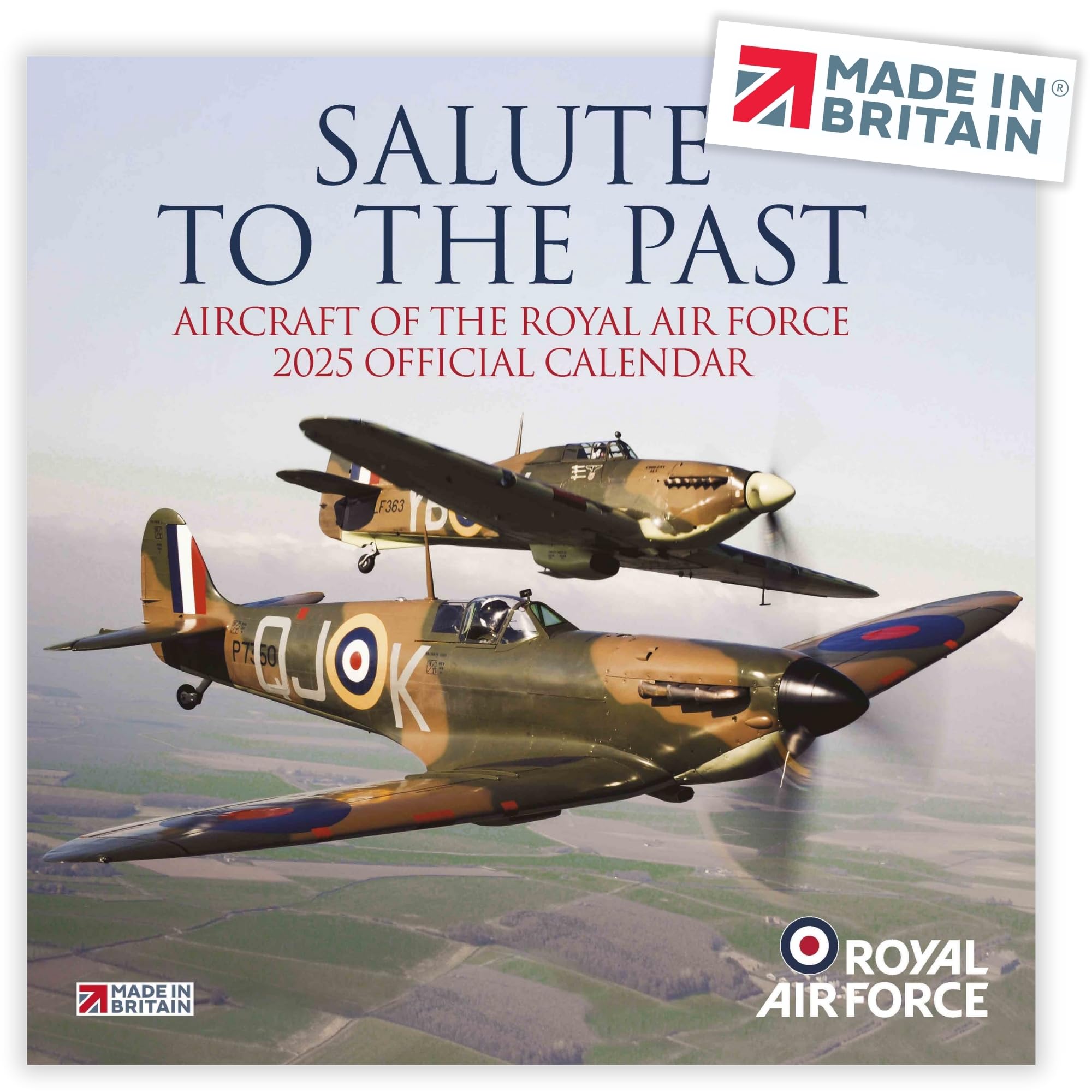 Calendar 2025 UK Holidays RAF Royal Air Force Salute To The Past OFFICIAL Large 2025 Calendar Eco-Friendly