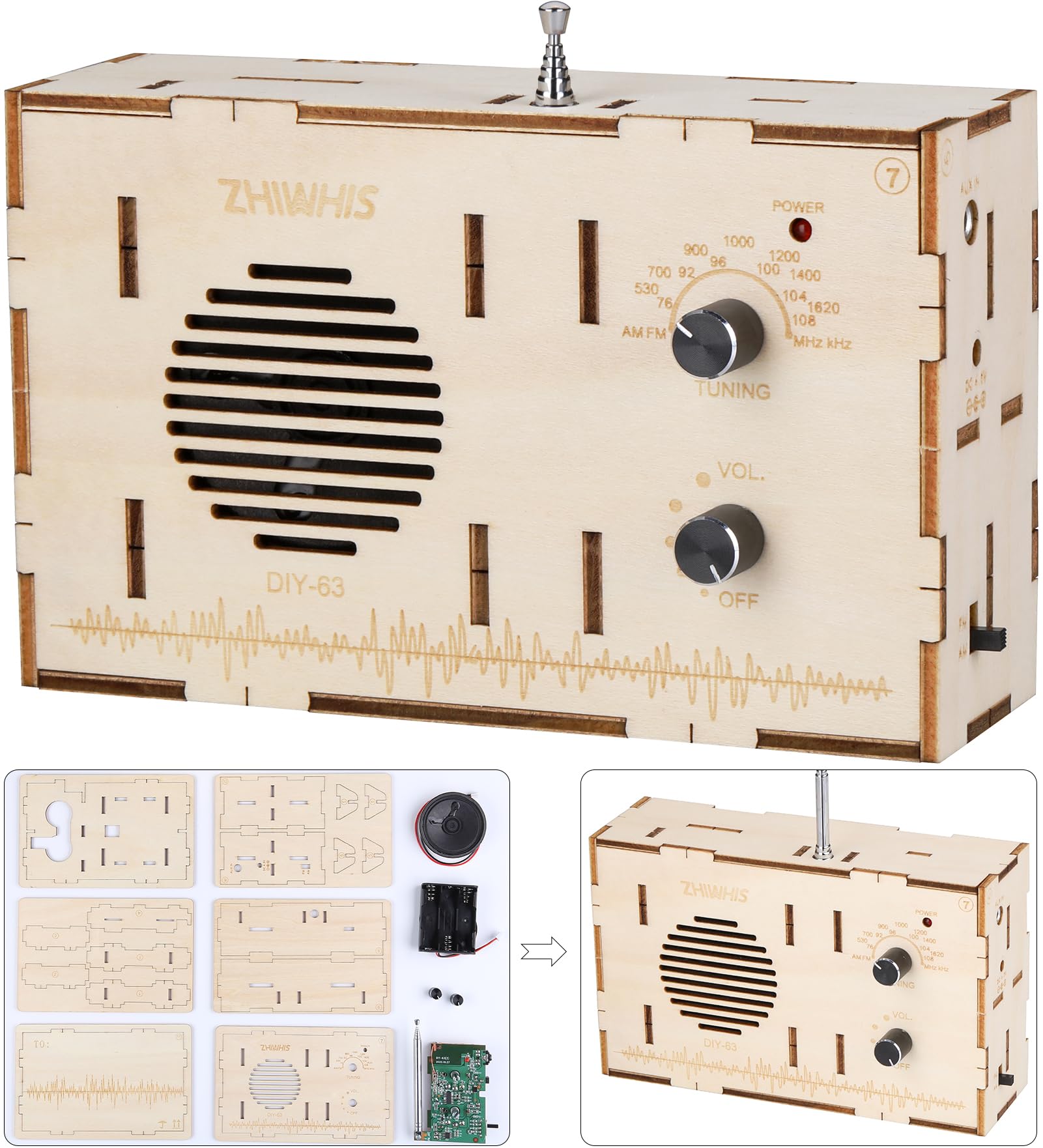 Amazon.co.jp: ZHIWHIS DIYラジオ小型 ポータブル FM AM ワイドfm対応