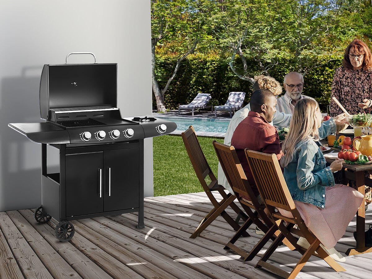 Barbecue gaz Feria 5" - 5 brûleurs Dont 1 latéral - 14,5 KW - Noir