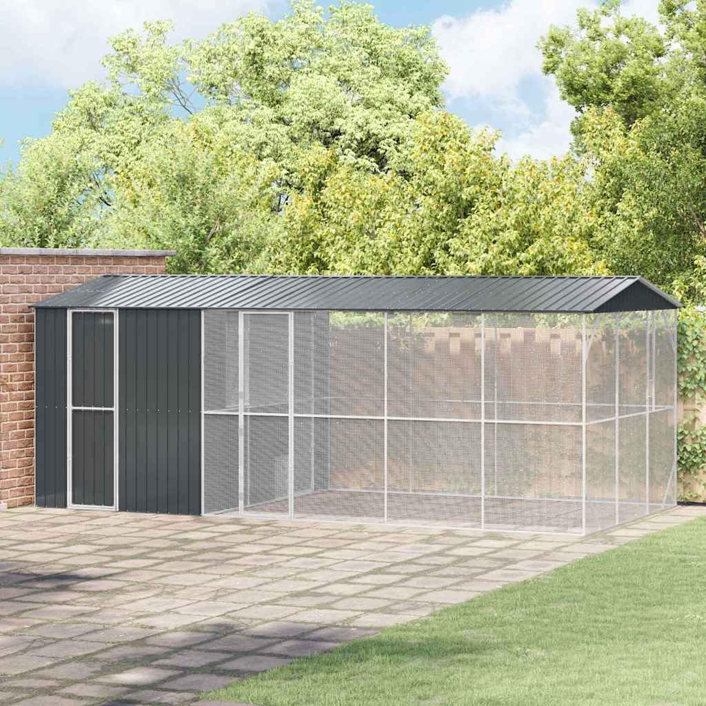 INLIFE Vogelkäfig Anthrazit 645 x 310 x 247 cm Verzinkter Stahl,Tier- & Haustierbedarf,Haustierbedarf,Vogelbedarf,Vogelkäfige & -ständer,Anthrazit,222.25 KG,3325163