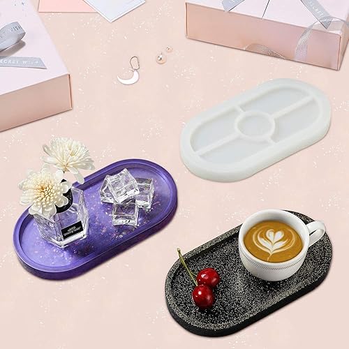 Miniatura 2 de 3 moldes de resina de silicona para bandejas de bricolaje, moldes ovalados para hacer joyas, molde de fundición de resina epoxi transparente para