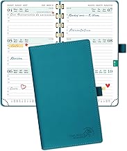 POPRUN Pocket Diary 2025 2026 Week to View 16.5 x 9 cm August 2025 to Dec 2026 – Small School Planner 17 Months with Soft Cover Spiral Card Slot 80 g/m² Paper Pacific Green