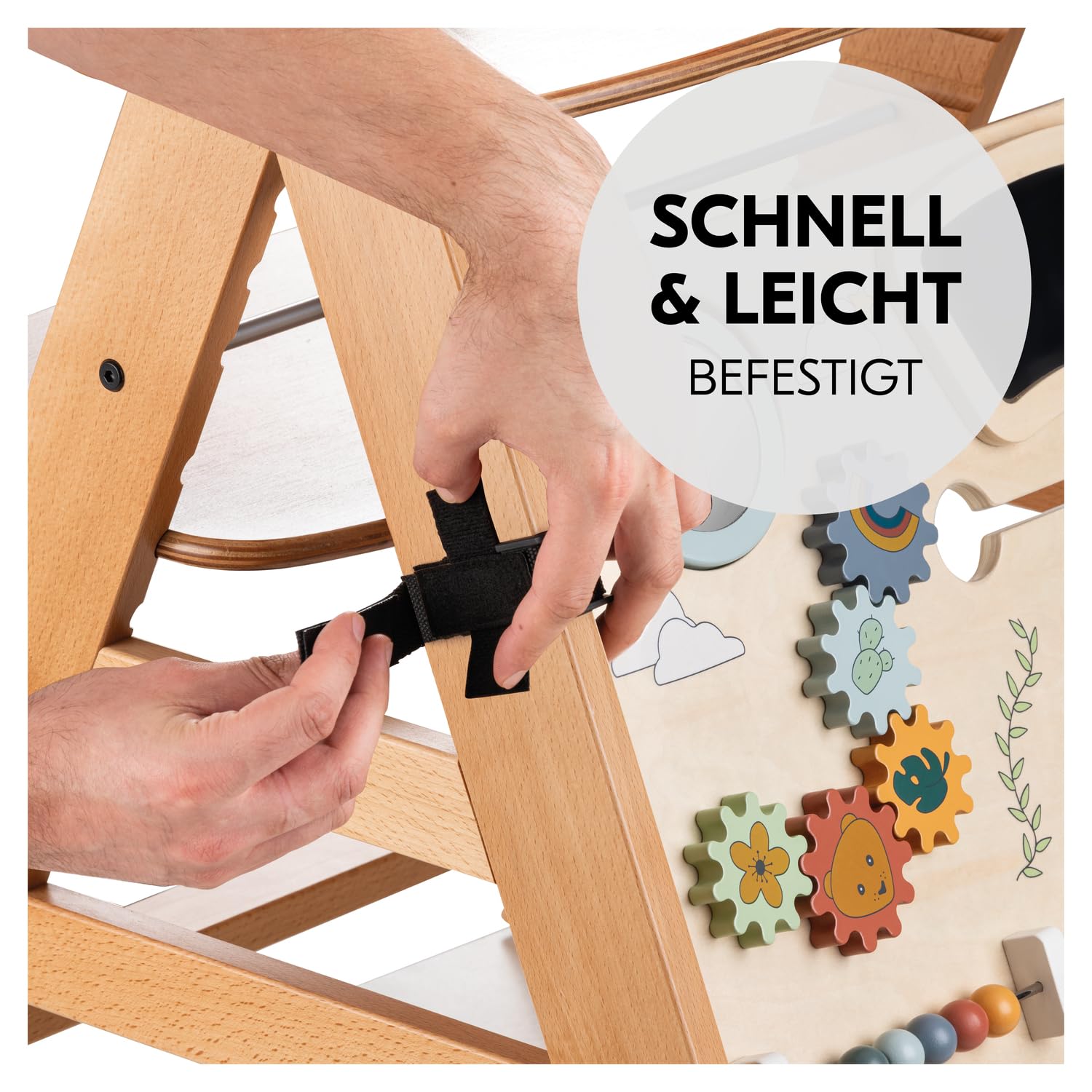 hauck Activity Board für Alpha+, Beta+, Arketa Hochstuhl, Spielen & Lernen ab 10 Monaten, FSC Zertifiziertes Holz, Schnelle Klettverschluss Befestigung