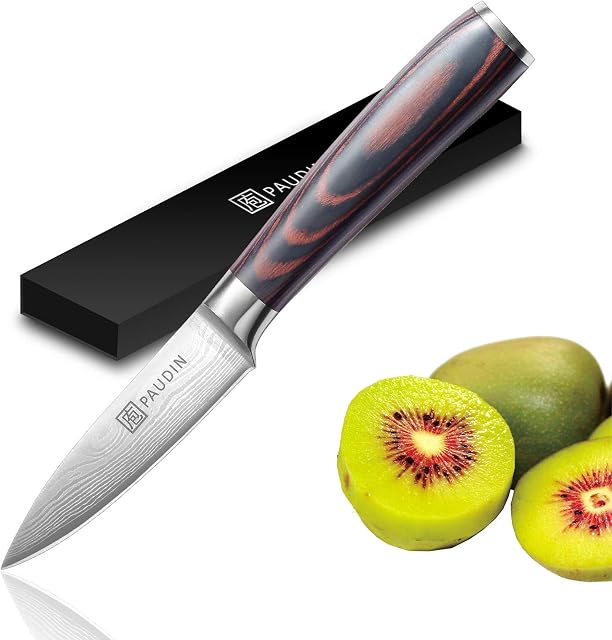 PAUDIN Paring Knife, Sharp Fruit Knife 3.5 Inch, High Carbon Stainless Steel Forged Blade Small Kitchen Knife for Vegetable with Wooden Handle, Peeling Knife for Home and Restaurant Use, with Gift Box