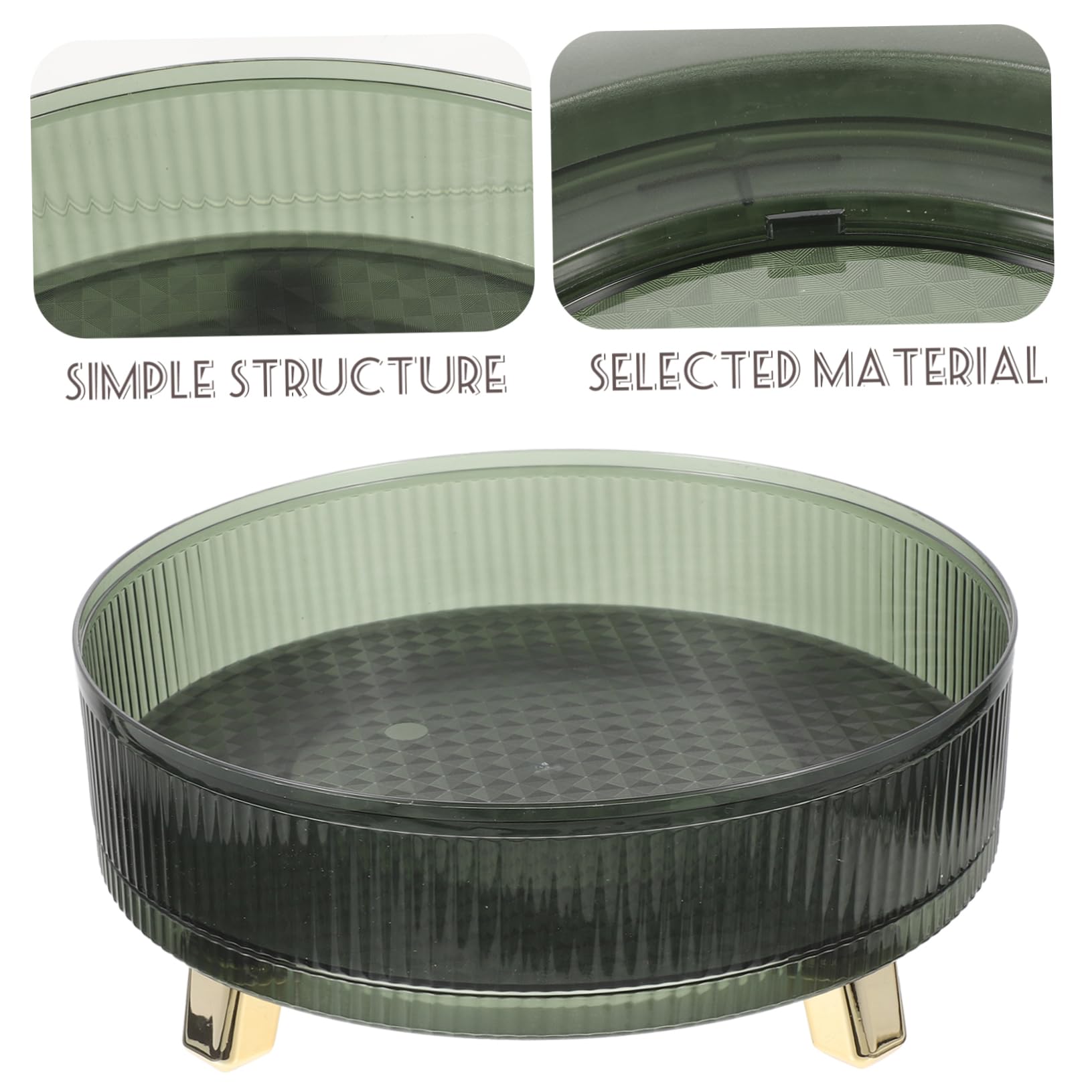 Bandeja Organizadora Giratoria de Pet y Abs Verde 360 Grados | Superficie Antideslizante, Forma Redonda, para Encimera de Cocina y Baño, Uso en Cosméticos y Joyería