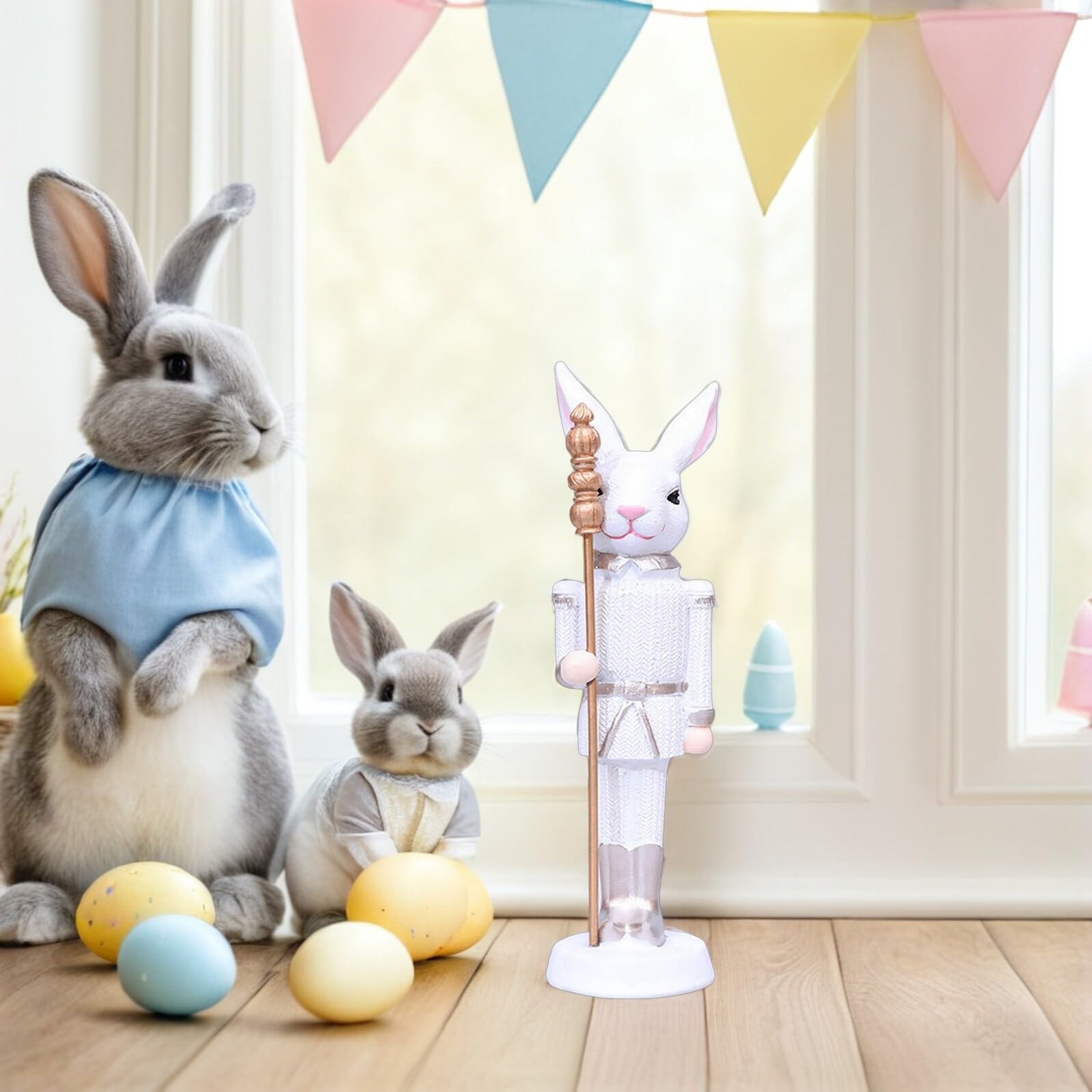 Toyvian Figurines de Lapins de Pâques en Résine 3 Pièces Décoratives pour Bureau et Table, Décoration Intérieure de Pâques Festive, Accessoire Décoratif Saisonnier