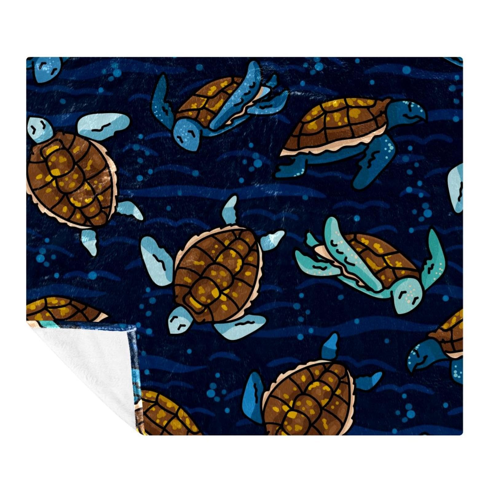 Couverture microfibre légère pour canapé lit voyage et plaid tortue dessin animé