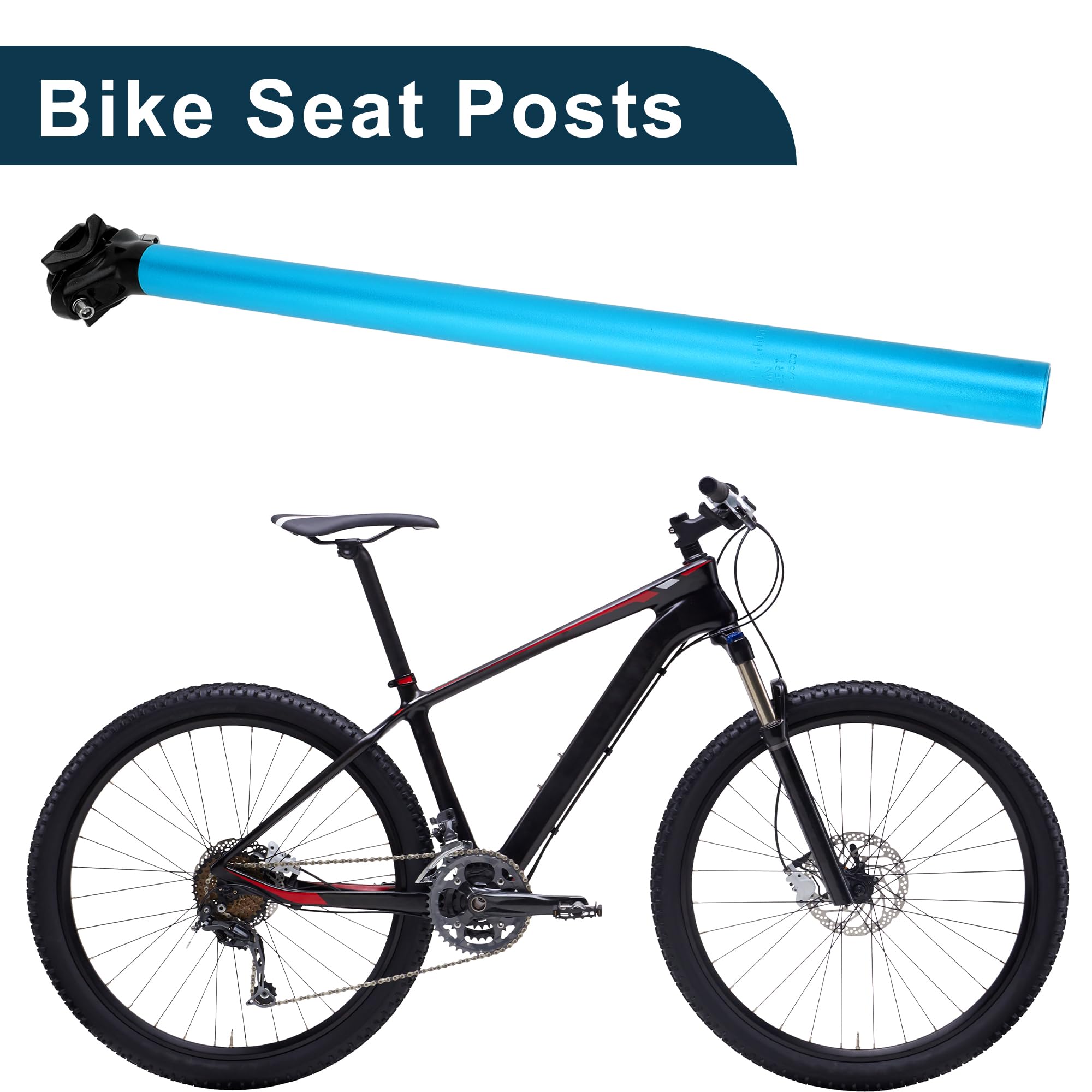 Reggisella Per Bici Blu 1 Pezzo Angolo Regolabile Alluminio | Diametro 28.6mm Lunghezza 500mm Adatto Per Bici Da Strada Mountain Bike MTB BMX Installazione Facile