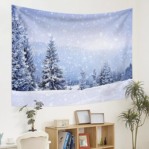 Miniatura 5 de Tapiz navideño para colgar en la pared, pinos de Navidad, chimenea, medias, tapiz de pared, Papá Noel, regalos de Navidad para fiesta, sala de