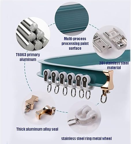 Miniatura 5 de Riel de cortina curvado para ventanas suaves con rodillos silenciosos, montaje de cortina de techo flexible, juego completo de accesorios de