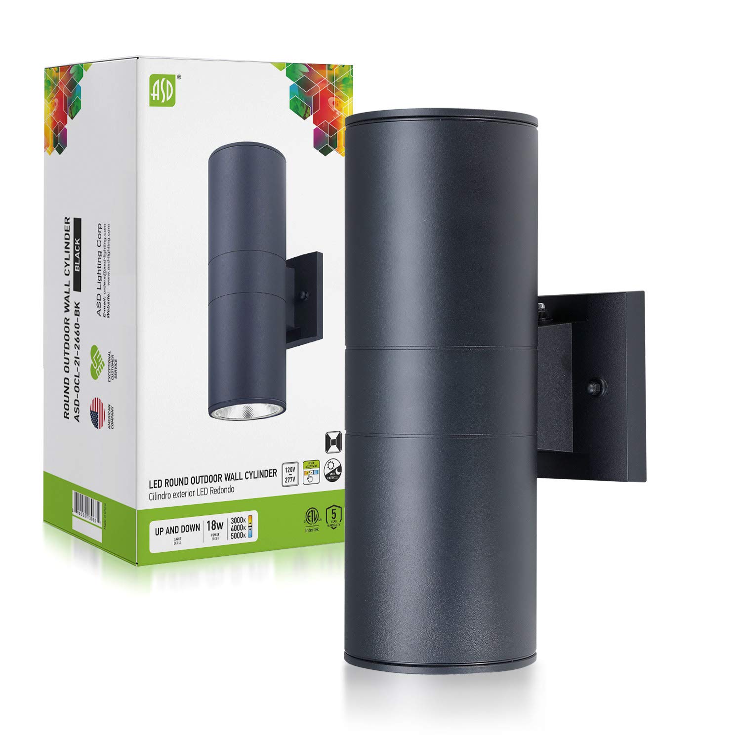 Buy ASD LED Up Down Wall Lights Cylinder Outdoor, Photocell Dusk to