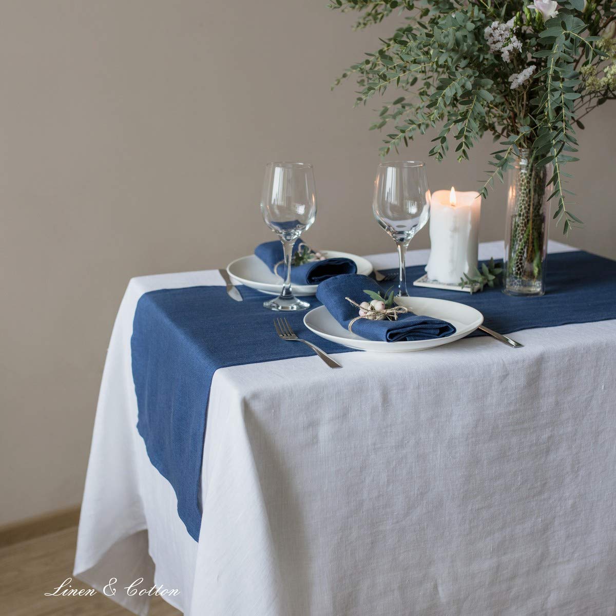 Linen & Cotton Tablecloth Table Linen Cloth Cover Hygge, 100% Linen - Image 2