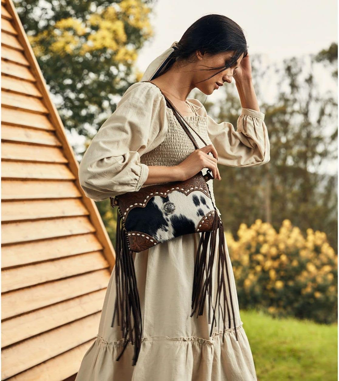 Myra Bag Art Dcor Leather & Hairon Bag S-4401