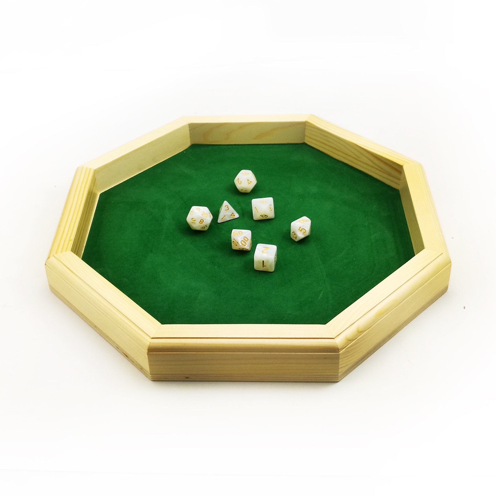 Bescon Dice Wooden Color Bescon Heavy Duty 12 Inch Octagonal Wooden Dice Tray With Felt Lined Rolling Surface