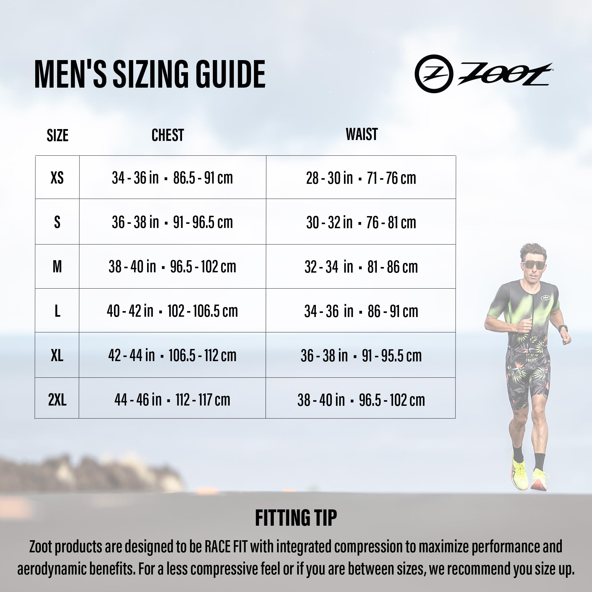 Zoot Herren Core Sleeveless Tri Aero SLVS FZ Racesuit, schnelltrocknender, ärmelloser Triathlon-Anzug mit Chamois & Race Storage