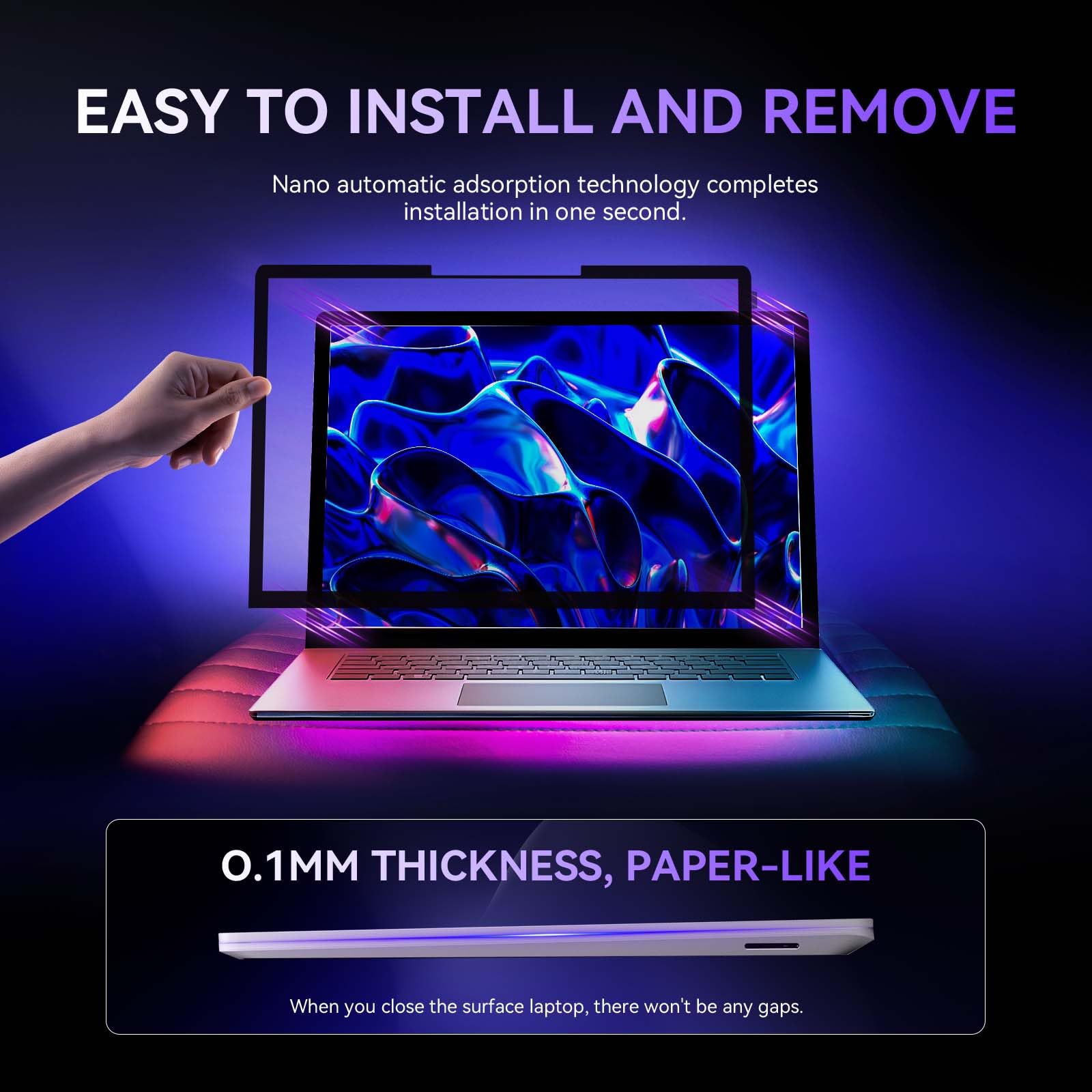 Peslv Écran De Confidentialité Pour Ordinateur Portable Lenovo HP Dell Acer Asus Thinkpad Xps 16:10 Amovible Anti-reflet Bleu 17