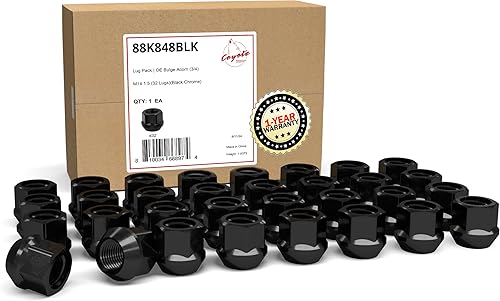 Wheel Accessories Parts 32 piezas de 0.551 in 1.50 14x1.50 rosca de extremo abierto de bellota de 0.827 in 0.84 pulgadas de largo tuerca negra 0.748
