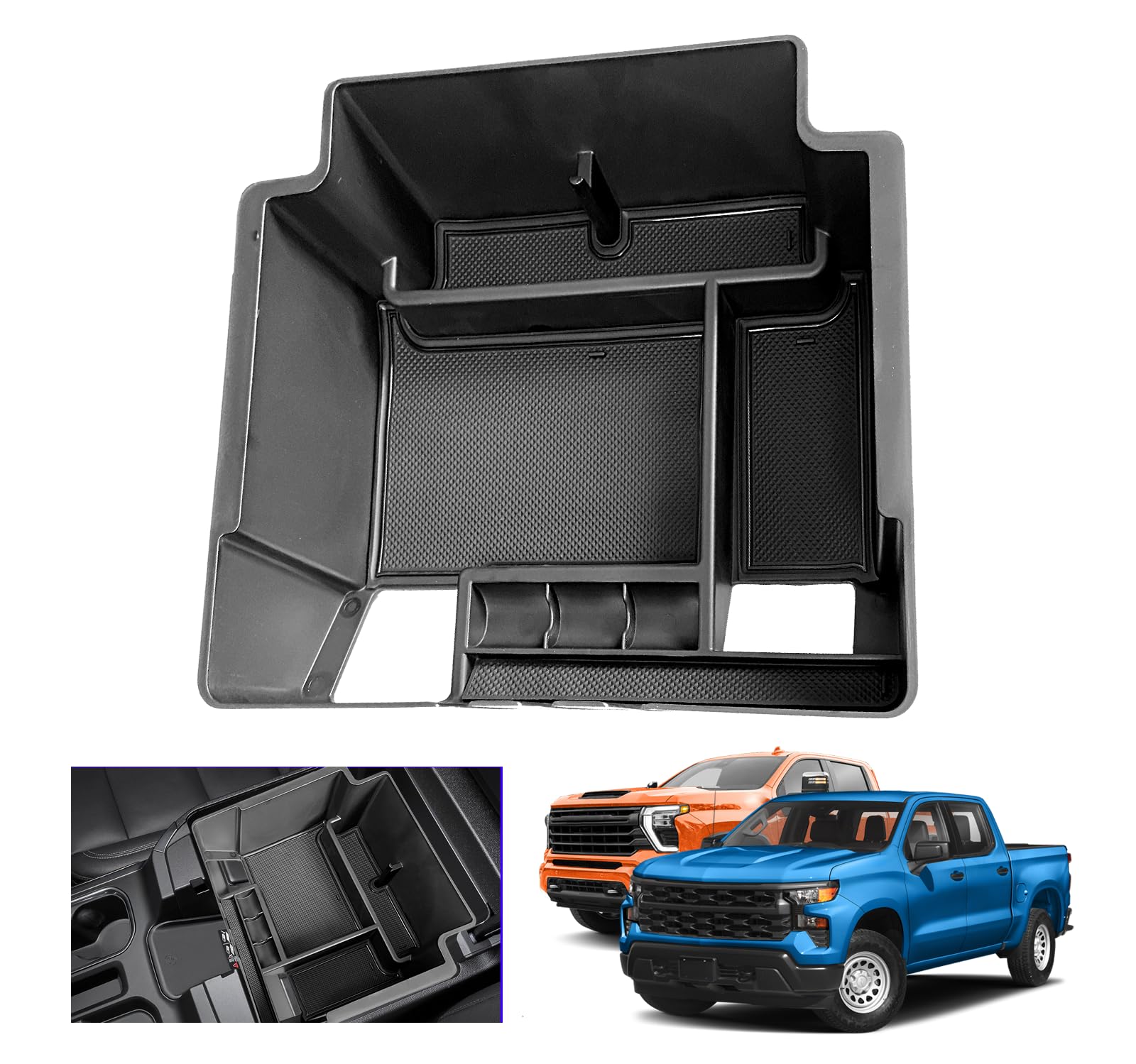 2024 Silverado Sierra Console Tray Center Console Organizer Tray for 2023 2024 GMC Sierra Silverado 1500 2024 Chevy Silverado Sierra 2500HD 3500HD Armrest Storage Box Silverado 2023 Accessories