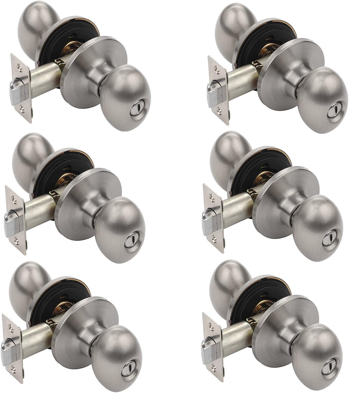 Dynasty Hardware ASP-30-US15 Aspen Privacy Door Knob, Satin Nickel, Contractor Pack (6 Pack)