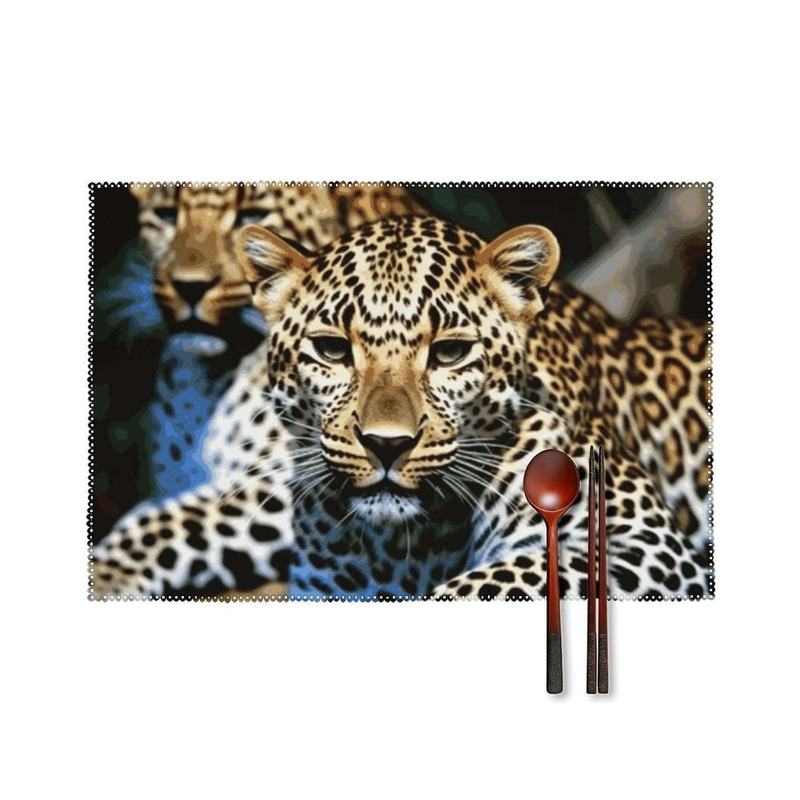Leopard Placemats Washable Not Fade Placemats Practical Heat Resistant Place Mats for Outdoor Patio Table Mats Kitchen Dining Party Decoration